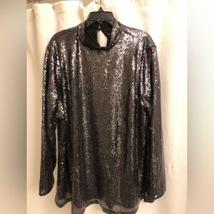 Lane Bryant Sequin long sleeve black party blouse,
Plus Size 26
